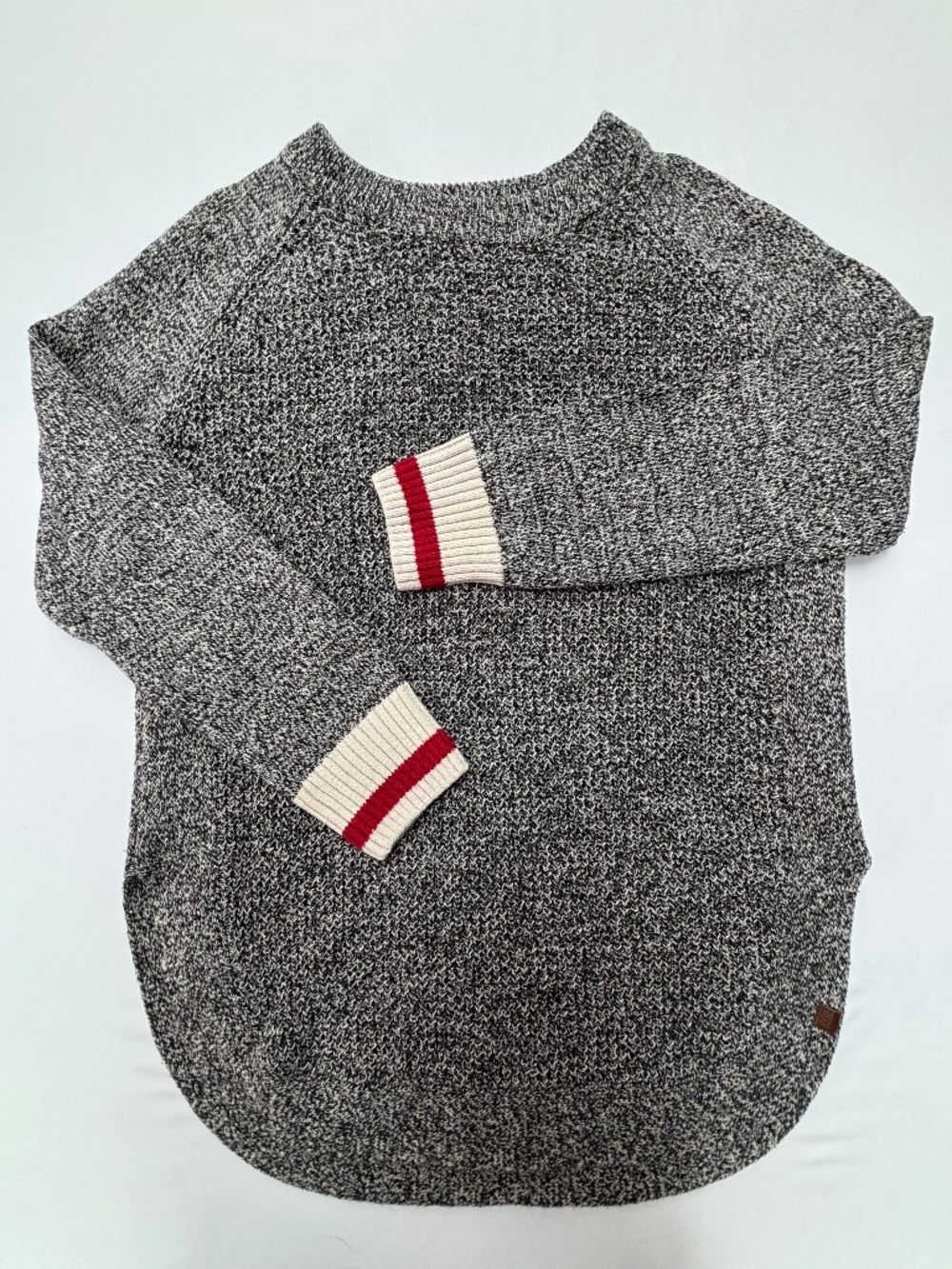 Roots Cabin Collection Marled Knit Salt and Pepper Crewneck Sweater Tunic size L